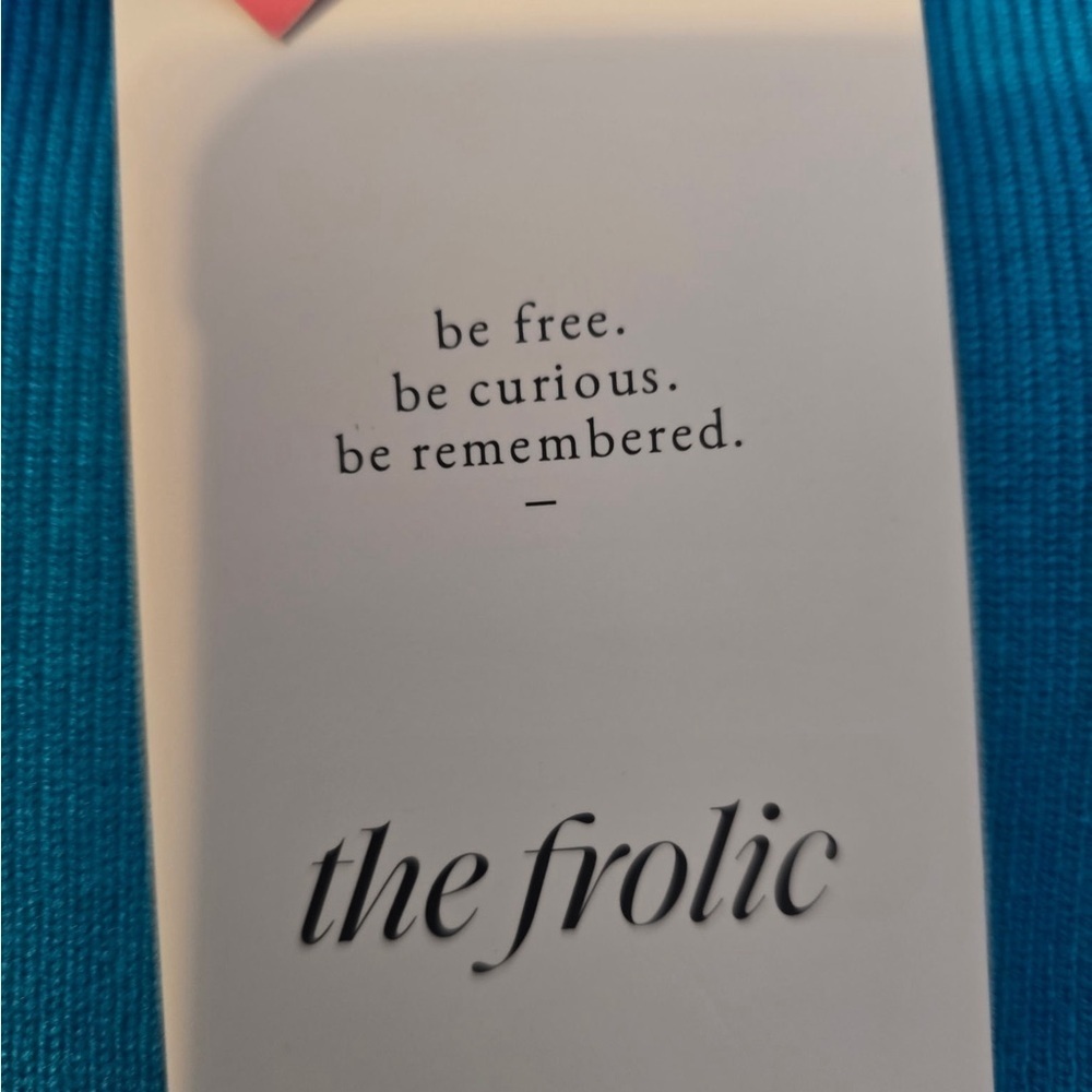 The Frolic Blue Knit Woman’s Rhea Bodycon Dress Medium NWT Slit Halter Bandeau - Picture 5 of 10